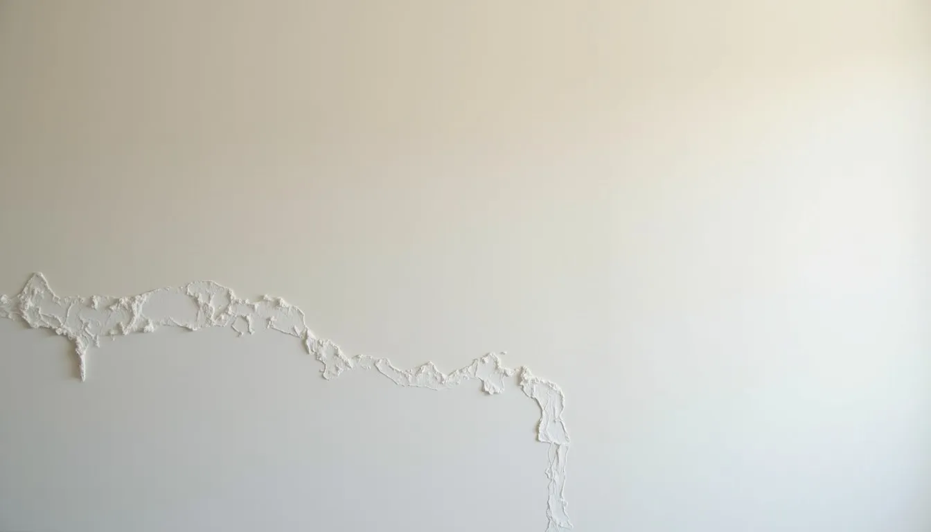 Cracked plaster on a painted wall